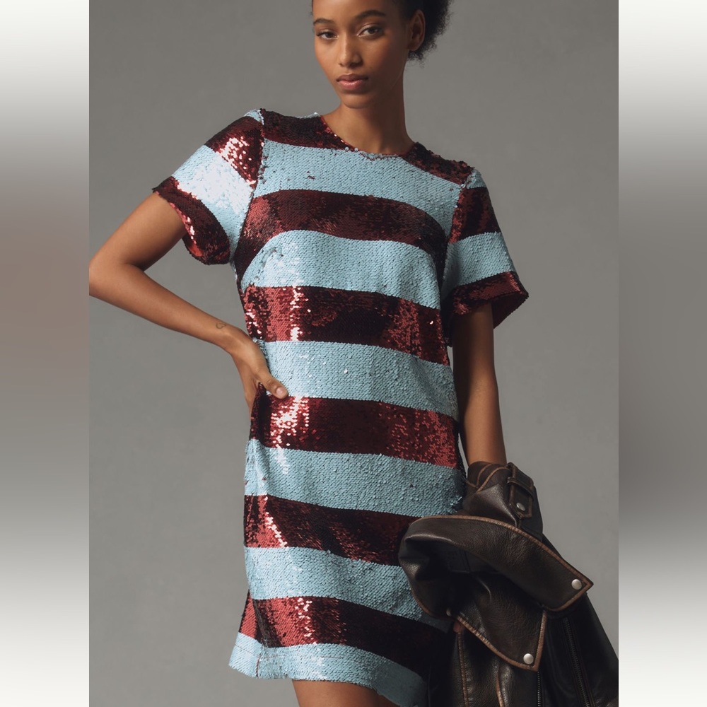 Anthropologiie Maeve striped sequin dress